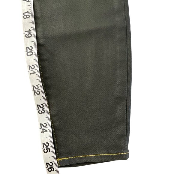L’Agence Margot High Rise‎ Skinny Coated Army Green Gold Contrast 25 Stretch NWT - Picture 6 of 11
